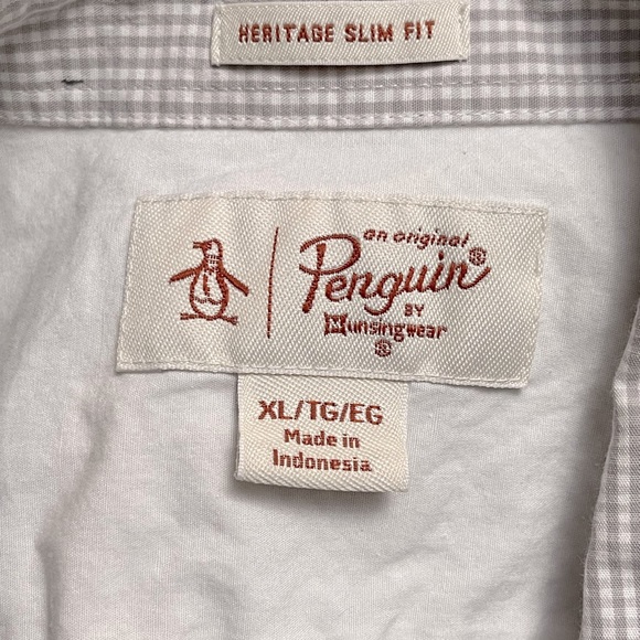 Original Penguin Heritage Slim Fit, White and Grey Micro Checker Sz XL - Picture 8 of 8